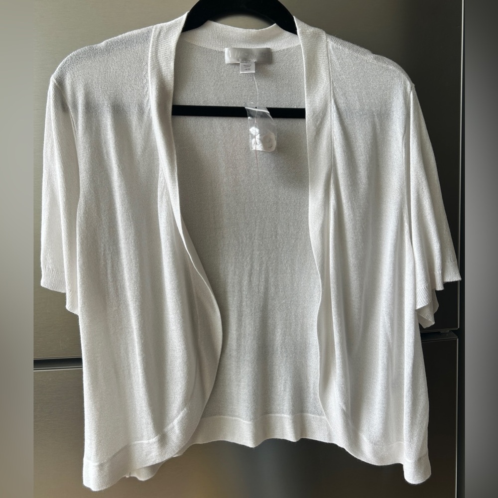 NWT VIP Knits White Open Cardigan Top 18/20 Lightweight Plus Size